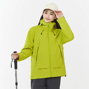 Damen Leichte wind- und wasserabweisende Softshell-Trekkingjacke mit verstellbarer Kapuze Nord Taschen – Ranken-Grün