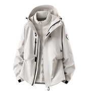 Herren wasserdichte Outdoorjacke mit abnehmbarer Fleece-Innenjacke Nord Taschen – Daunen-Futter – Perlenweiß