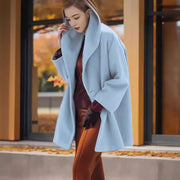 Damen Kapuzen-Teddycoat im Oversize‑A‑Linienschnitt mit überschnittenen Schultern Nord Taschen – Himmelblau