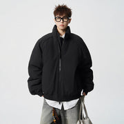 Herren Oversized Windjacke mit Stehkragen und elastischen Bündchen Nord Taschen – Schwarz