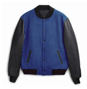 Herren College-Bomberjacke im Varsity-Stil mit Wollkörper und Lederärmeln Nord Taschen – Marineblau