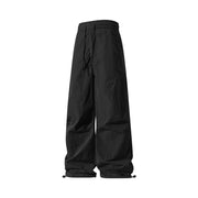 Unisex Weite technische Nylon-Hose mit Kordelzug und verstellbarem Saum Nord Taschen – Schwarz