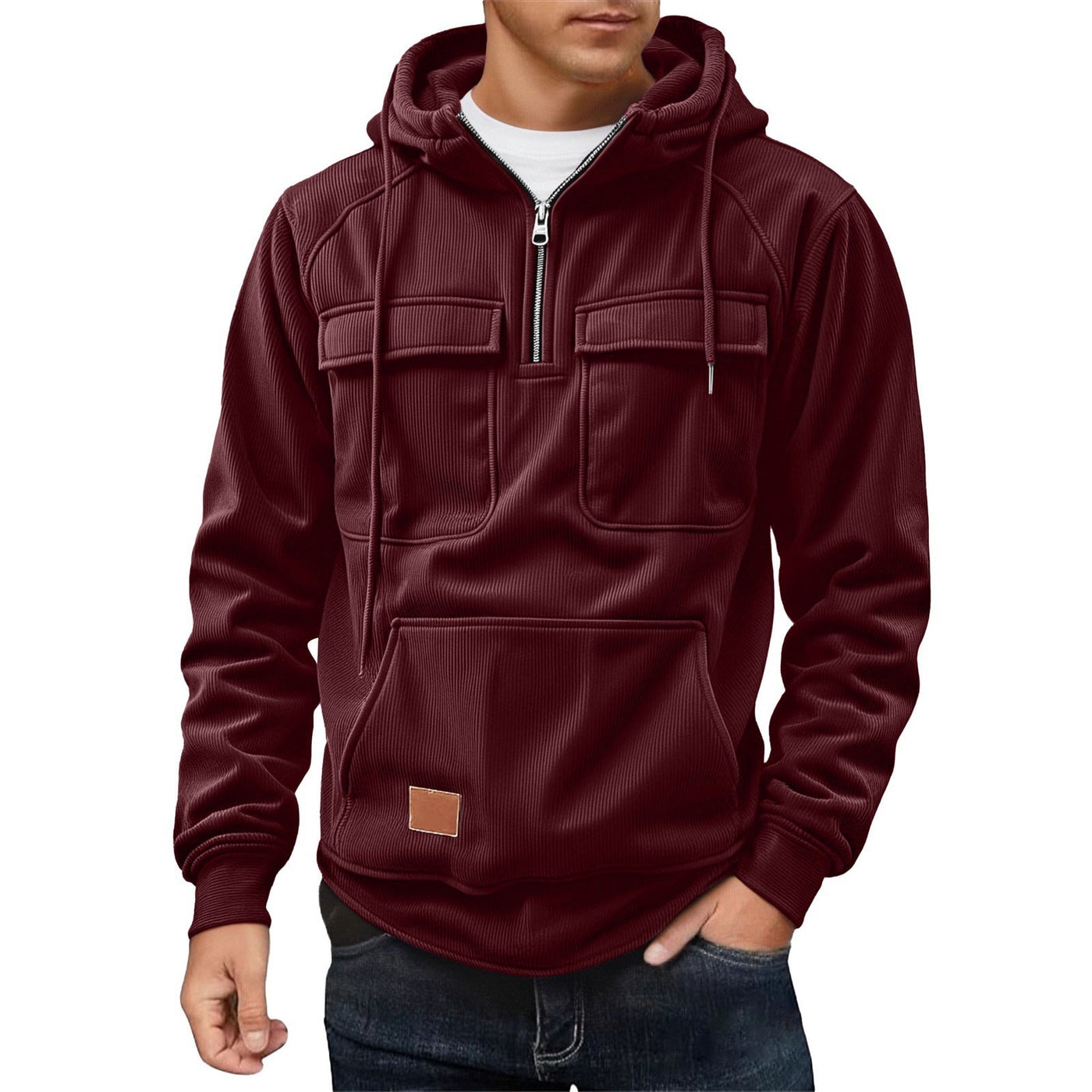 Herren Fleece-Hoodie mit praktischen Taschen Aliams
