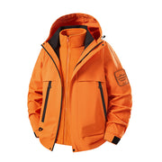 Herren multifunktionale Wasserfeste Softshell-Regenjacke mit abnehmbarer Fleece-Innenjacke Nord Taschen – Oxid‑Orange (Fleece 3‑in‑1)
