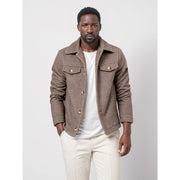 Herren Bouclé-Workerjacke mit Hemdkragen, Brustpattentaschen und Metallknöpfen Nord Taschen – Khaki