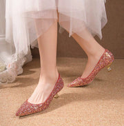 Damen elegante glitzernde Pumps mit spitz zulaufender Form - Vittorelli – Rot