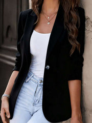 Damen Taillierter Ein-Knopf-Blazer mit Pattentaschen und schmaler Silhouette Nord Taschen – Schwarz