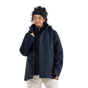 Damen Leichte wasserdichte Parka-Kapuzenjacke mit versiegelten Nähten und Kordelzug Nord Taschen – Marineblau