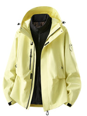 Herren wasserdichte Outdoorjacke mit abnehmbarer Fleece-Innenjacke Nord Taschen – Fleece-Innenfutter - Mondgelb