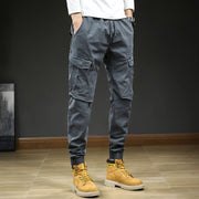 Herren Cargo-Hosen mit Taschen und Kordelzug – Grau