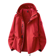 Damen technische dreilagige Softshell-Regenjacke mit getapten Nähten und Multifunktions-Taschen Nord Taschen – Leuchtrot