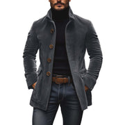 Herren Kordmantel mit Stehkragen und taillierter Silhouette Nord Taschen – Grau