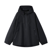 Unisex Wasserabweisende zweifarbige Softshell-Jacke mit Kapuze Nord Taschen – Schwarz