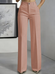 Damen Hochtaillierte Palazzo-Hose mit Bügelfalte und Eingrifftaschen Nord Taschen – Rosa