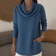 Damen Kuscheliger Feinstrick-Pullover mit Schalkragen und Eingrifftaschen Nord Taschen – Gewicht S:230g–2XL:280g–5XL:330g