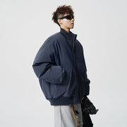 Herren Oversized Bomberjacke mit wattierter Füllung und geripptem Saum Nord Taschen – Dunkelblau