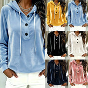 Damen Samt-Hoodie mit Knopfleiste, Kapuze und weichem Fleece-Finish Nord Taschen – Gewicht: S 320 g – XXXL 420 g