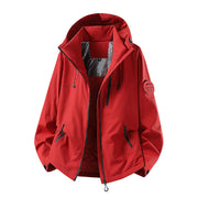 Herren Wasserabweisende Softshelljacke mit Kapuze und Reißverschlusstaschen Nord Taschen – Orange-Rot