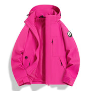 Damen Wasserfeste technische Kapuzenjacke mit verschweißten Nähten und verstellbaren Bündchen Nord Taschen – Fuchsienrot