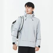 Damen Leichte wind- und wasserabweisende Softshell-Trekkingjacke mit verstellbarer Kapuze Nord Taschen – Jadegrau