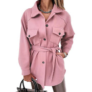 Damen Oversize-Hemdenjacke mit aufgesetzten Klappentaschen Nord Taschen – Rosa
