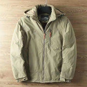 Herren wasserabweisende Allwetter-Trekkingjacke mit Kapuze – Khaki