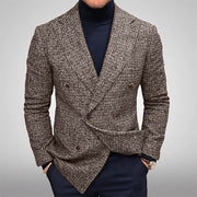Herren Doppelreihiger Struktur-Blazer mit taillierter Schnittführung Nord Taschen – Braun