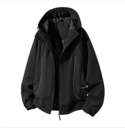 Herren Wasserdichte Kapuzen-Softshelljacke mit winddichtem Schnitt und Reißverschluss Nord Taschen – Schwarz