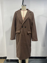Damen Eleganter Wollmantel mit tailliertem Schnitt und Reverskragen Nord Taschen – Produktfoto S 705 g — XL 795 g