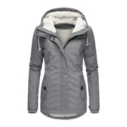 Damen Wasserabweisender Parka mit Teddyfutter, Kapuze und Taillierter Passform Nord Taschen – Grau