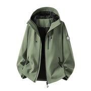 Herren Wasserdichte Softshell-Jacke mit Kapuze und atmungsaktiver Membran Nord Taschen – Militärgrün (einlagig)