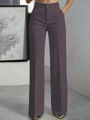 Damen Hochtaillierte Palazzo-Hose mit Bügelfalte und Eingrifftaschen Nord Taschen – Violett
