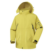Herren Wasserdichte Softshell-Outdoorjacke mit verstellbarer Kapuze und versiegelten Nähten Nord Taschen – Neongrün