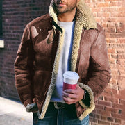 Herren Kurzjacke im Vintage-Shearling-Style mit Reißverschluss und Teddyfutter Nord Taschen – Rot