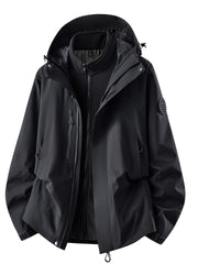 Herren wasserdichte Outdoorjacke mit abnehmbarer Fleece-Innenjacke Nord Taschen – Fleece-Innenfutter - Phantomschwarz