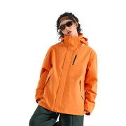 Damen Leichte wasserdichte Parka-Kapuzenjacke mit versiegelten Nähten und Kordelzug Nord Taschen – Orange