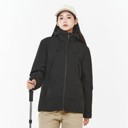 Damen Leichte wind- und wasserabweisende Softshell-Trekkingjacke mit verstellbarer Kapuze Nord Taschen – Kohleschwarz