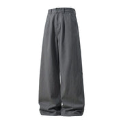 Damen Extraweite High-Waist Palazzo-Hose aus Canvas mit Bundfalten und Utility-Detail Nord Taschen – Grau