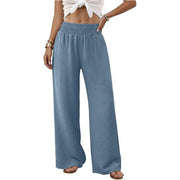 Damen Palazzo-Loungehose mit hohem Smokbund und weitem Bein Nord Taschen – Blau