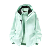 Herren wasserdichte Outdoorjacke mit abnehmbarer Fleece-Innenjacke Nord Taschen – Daunenfutter - Salznebelgrün