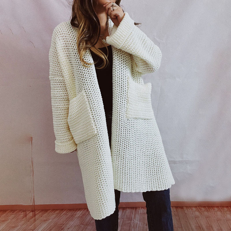 Strickcardigan mit Taschen | Grobstrick | Langer Schnitt