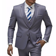 Herren nan dreiteiliges Slim-Fit Anzugset mit Weste, schmalem Revers und taillierter Silhouette - Vittorelli – Hellgrau