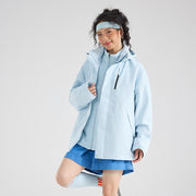 Damen Leichte wasserdichte Parka-Kapuzenjacke mit versiegelten Nähten und Kordelzug Nord Taschen – Gletscherblau