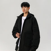 Herren Oversize Utility-Jacke mit technischer Softshell, Kapuze und Mehrfachtaschen Nord Taschen – Schwarz