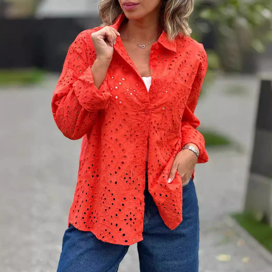 Bestickte Bluse | Langarm | Femininer Stil