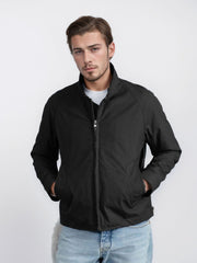 Herren Kurzjacke im Blousonstil mit Cordkragen und Metallreißverschluss Nord Taschen – Schwarz