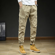 Herren Cargo-Hosen mit Taschen und Kordelzug – Khaki