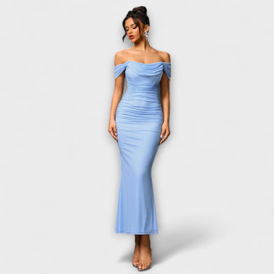 Ione - Off-Shoulder Raffung Bodycon Kleid