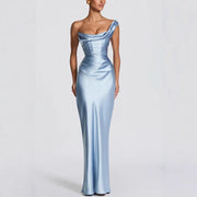 One-Shoulder Maxikleid Elegant für Hochzeitsgäste – Hellblau