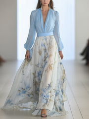 Vi™ - Blühende Elegante Kleid – Hellblau